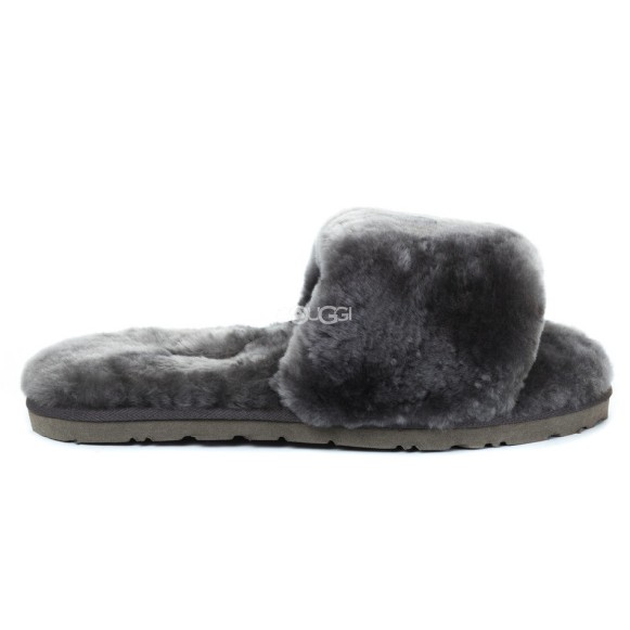 Fluff Slide Slippers Dark Grey